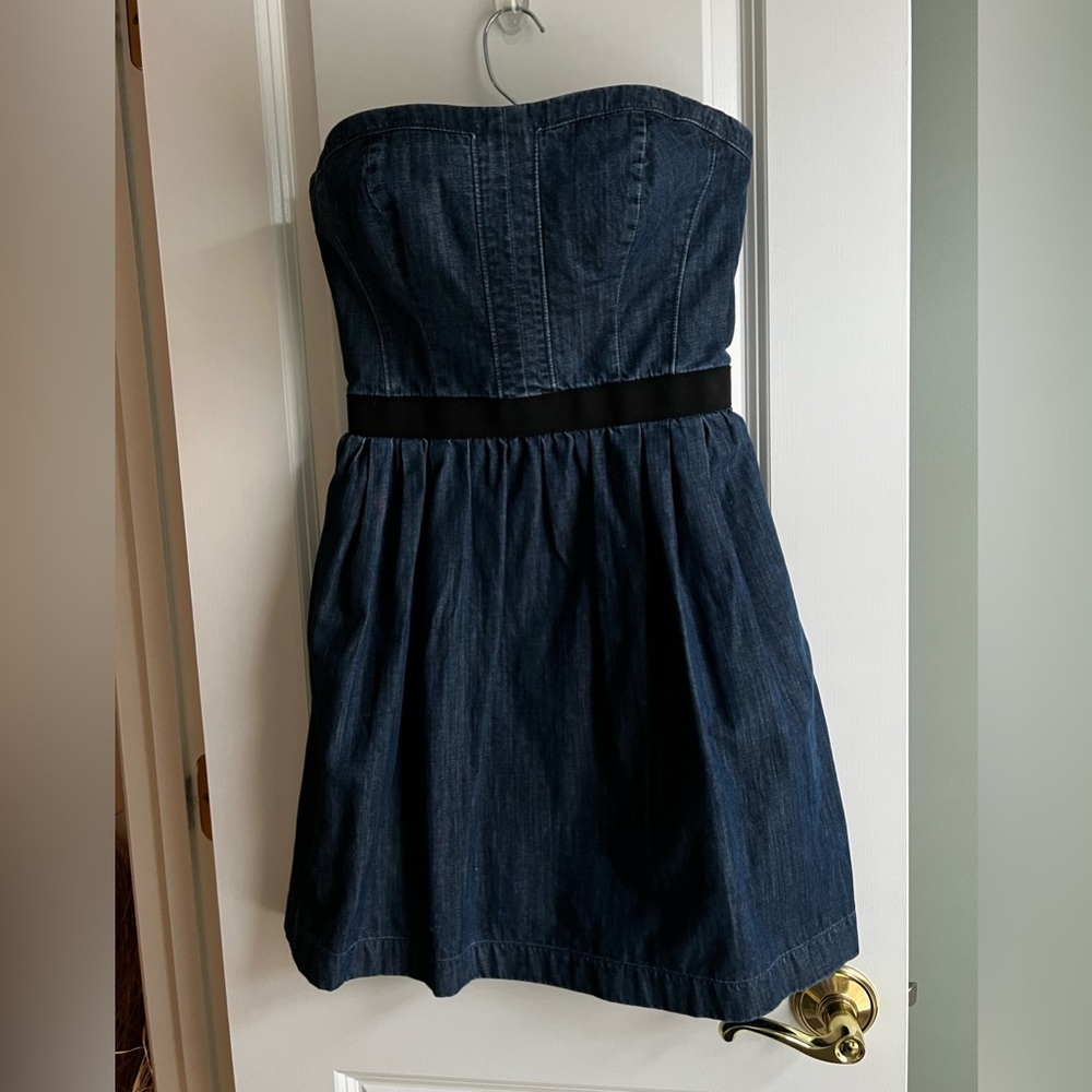 Club Monaco Denim Strapless Bustier Fit & Flare Mini Dress Size 0
